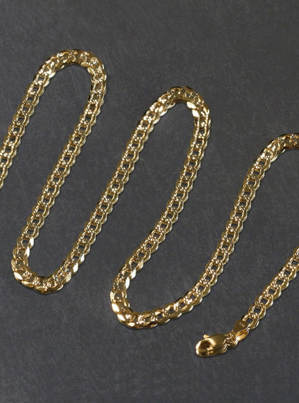 4.7 mm 14k Two Tone Gold Pave Curb Chain - Ellie Belle