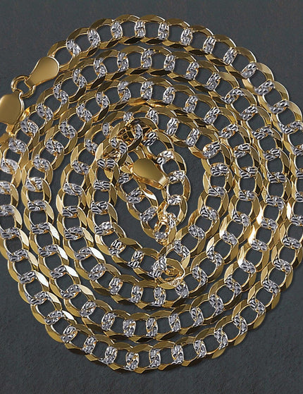 4.7 mm 14k Two Tone Gold Pave Curb Chain - Ellie Belle
