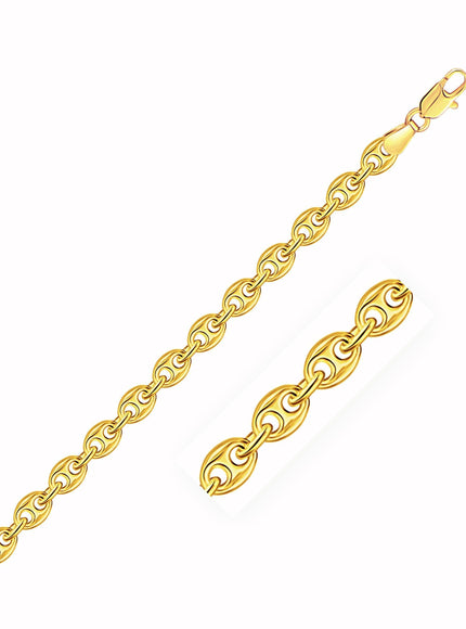 4.7mm 14k Yellow Gold Puffed Mariner Link Bracelet - Ellie Belle