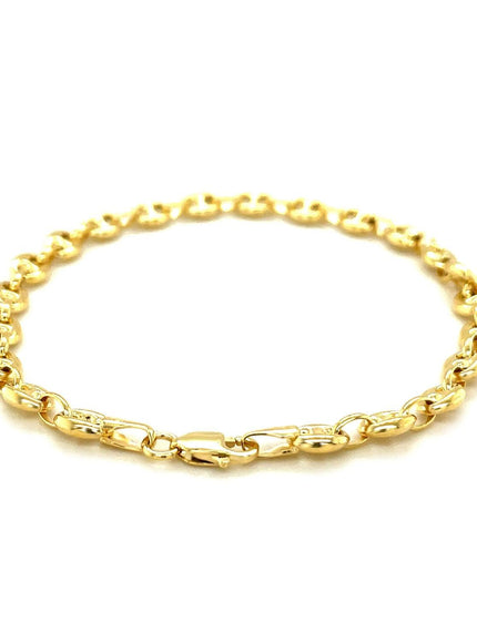 4.7mm 14k Yellow Gold Puffed Mariner Link Bracelet - Ellie Belle