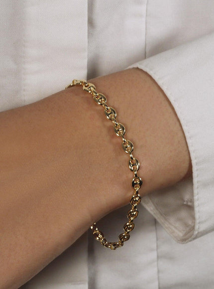 4.7mm 14k Yellow Gold Puffed Mariner Link Bracelet - Ellie Belle