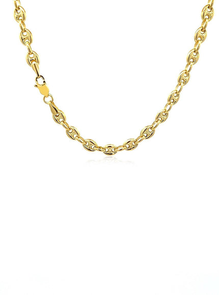 4.7mm 14k Yellow Gold Puffed Mariner Link Chain - Ellie Belle