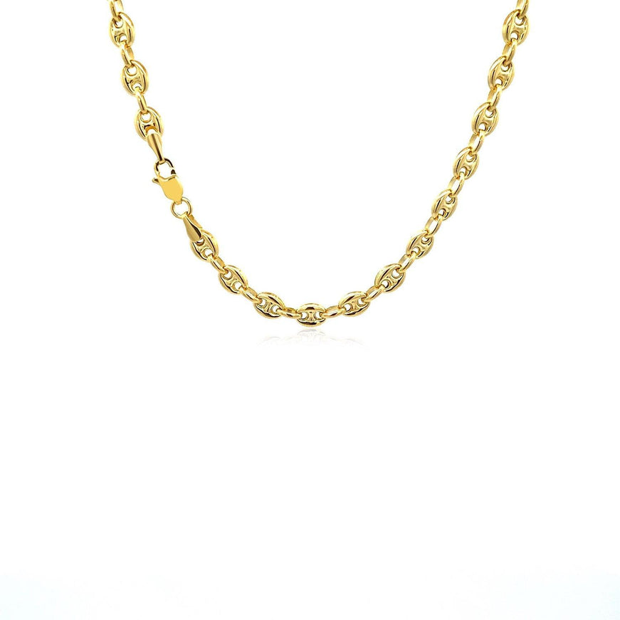 4.7mm 14k Yellow Gold Puffed Mariner Link Chain - Ellie Belle