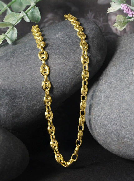 4.7mm 14k Yellow Gold Puffed Mariner Link Chain - Ellie Belle