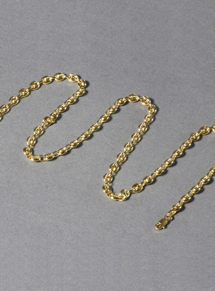 4.7mm 14k Yellow Gold Puffed Mariner Link Chain - Ellie Belle