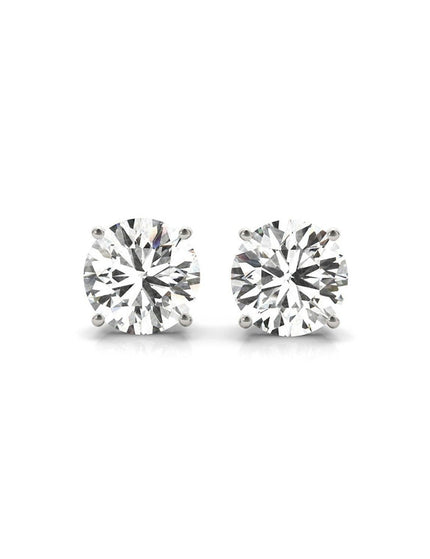 4 cttw Certified IGI Lab Grown Round Diamond Stud Earrings 14k White Gold (G/VS2) - Ellie Belle