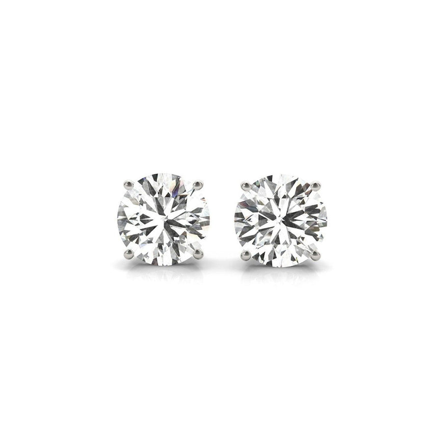 4 cttw Certified IGI Lab Grown Round Diamond Stud Earrings 14k White Gold (G/VS2) - Ellie Belle