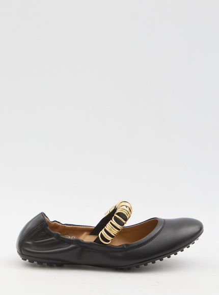 Tod's Ballet Flats With Eyelets Black