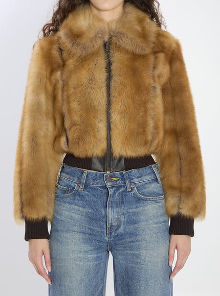 Saint Laurent Bomber Jacket In Shearling 38 Beige