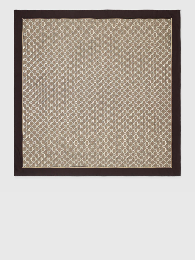 Gucci Printed Silk Carré QT Beige