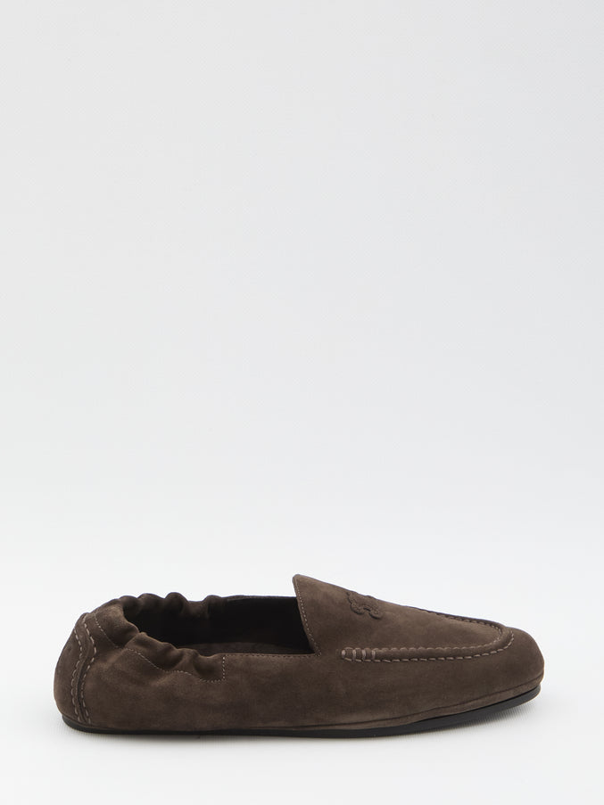 Celine Triomphe Loafer With Elastic Insert Brown