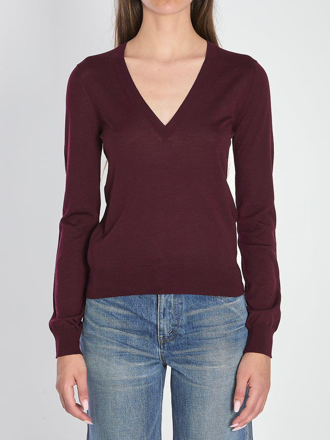 Saint Laurent V-neckline Pullover Bordeaux