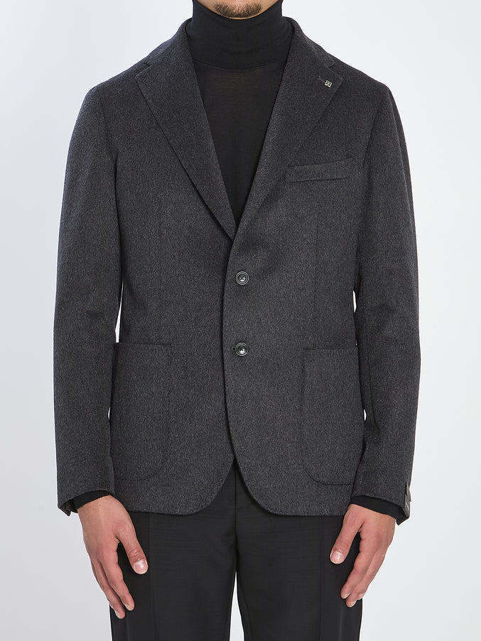 Tagliatore Single-breasted Cashmere Jacket Grey