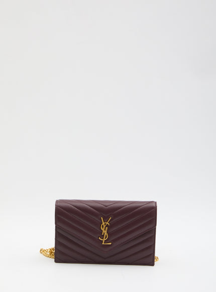 Saint Laurent Envelope Cassandre Wallet With Chain QT Bordeaux