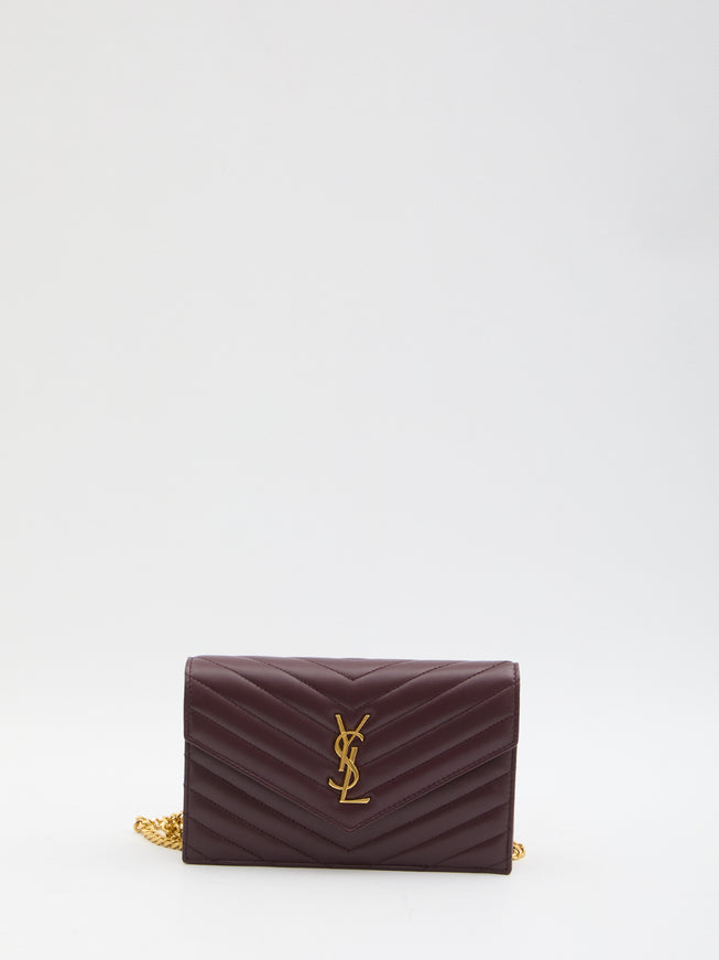 Saint Laurent Envelope Cassandre Wallet With Chain QT Bordeaux