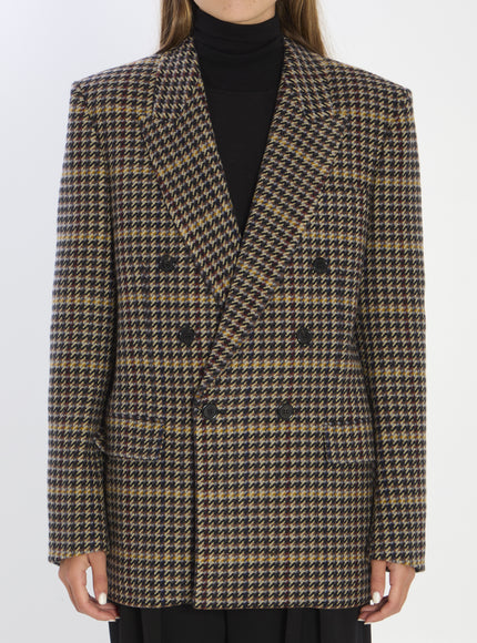Saint Laurent Checked Wool Jacket Multicolor