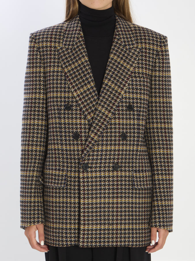 Saint Laurent Checked Wool Jacket Multicolor