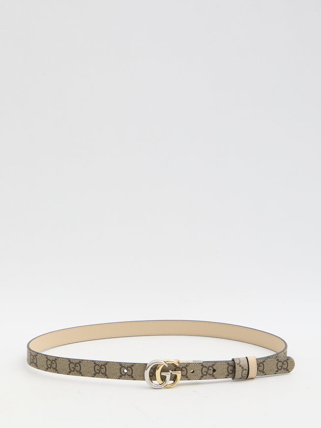 Gucci Gg Marmont Reversible Thin Belt Beige
