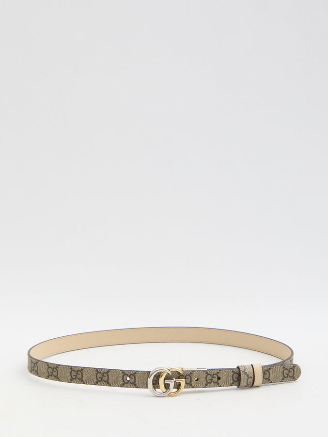 Gucci Gg Marmont Reversible Thin Belt Beige