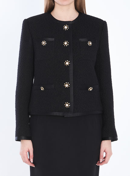 Dolce & Gabbana Tweed Single-breasted Jacket 42 Black