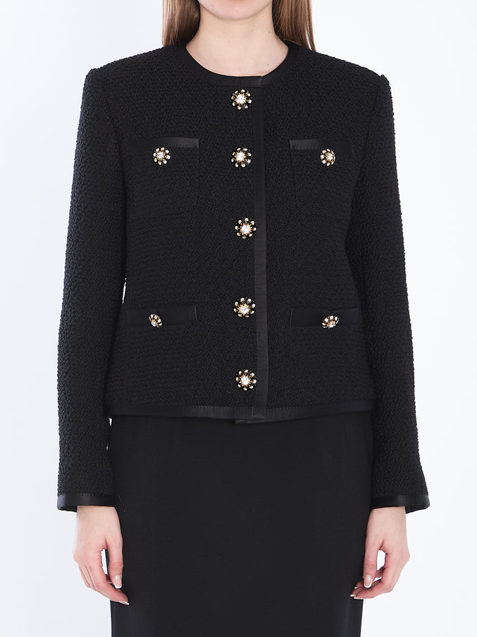 Dolce & Gabbana Tweed Single-breasted Jacket 42 Black