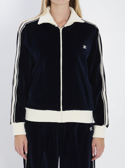 Celine Triomphe Velvet Jacket Blue