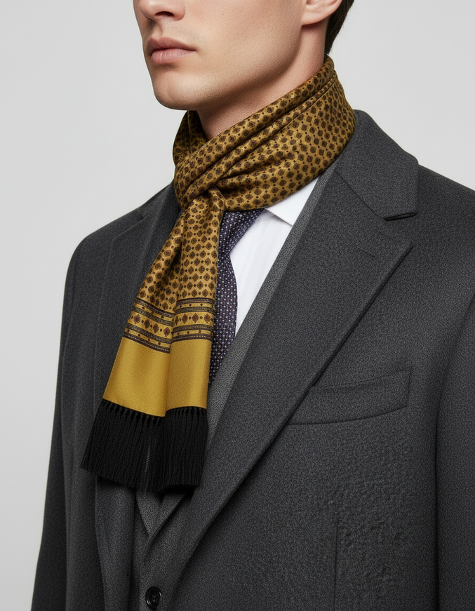 Dolce & Gabbana Men's Silk Scarf in Yellow