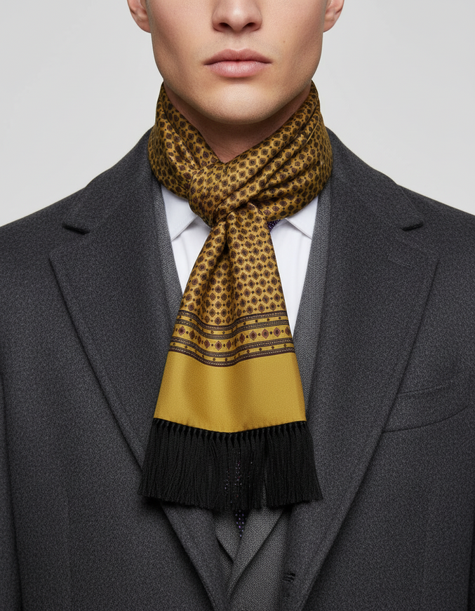 Dolce & Gabbana Men's Silk Scarf in Yellow