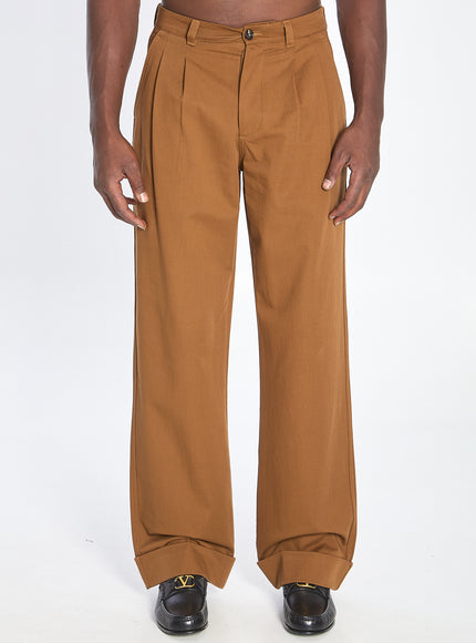 Valentino Garavani Cotton Gabardine Trousers Brown