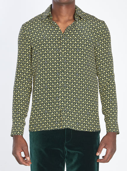 Gucci Silk Shirt With Horsebit Print Green
