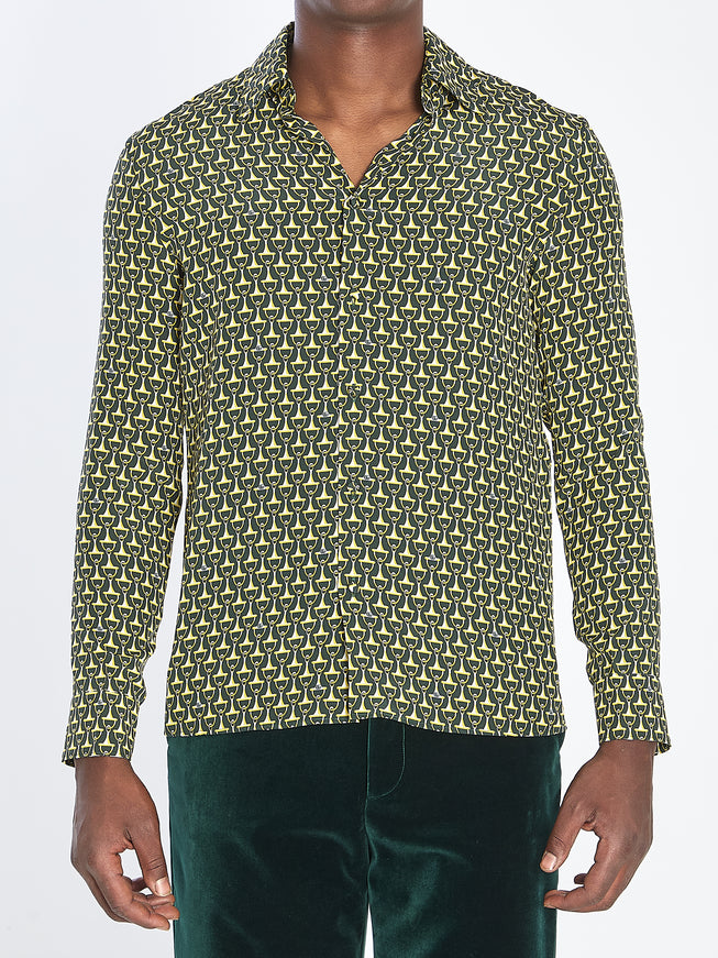 Gucci Silk Shirt With Horsebit Print Green