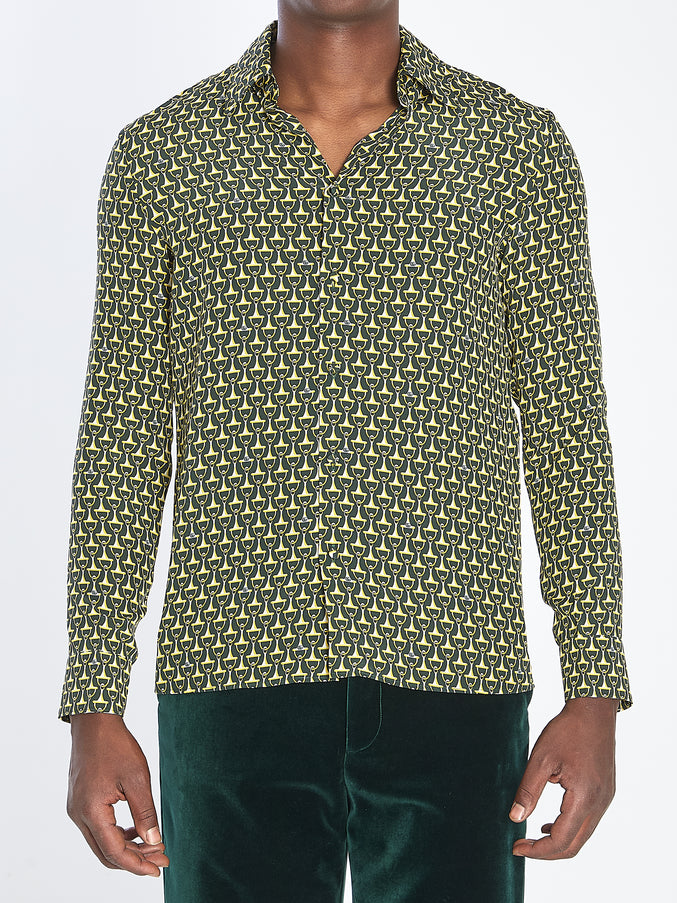 Gucci Silk Shirt With Horsebit Print Green