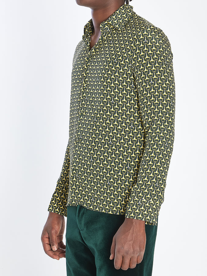 Gucci Silk Shirt With Horsebit Print