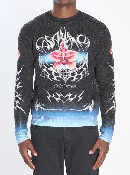 Casablanca Sweater With Blades Print Grey