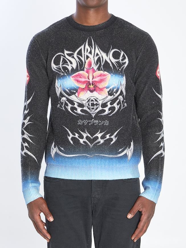 Casablanca Sweater With Blades Print Grey