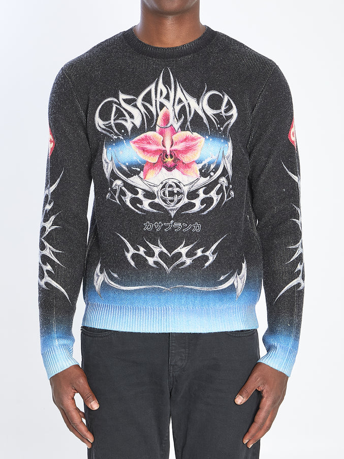 Casablanca Sweater With Blades Print Grey