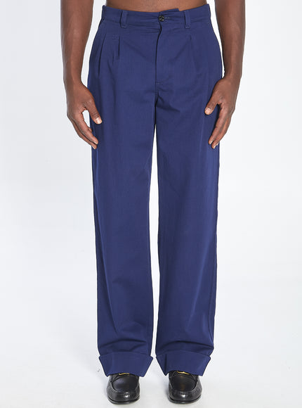 Valentino Garavani Cotton Gabardine Trousers Blue