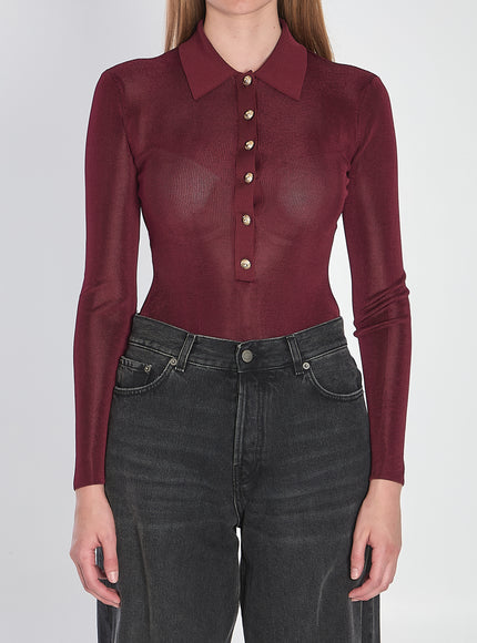Self Portrait Knit Bodysuit Bordeaux