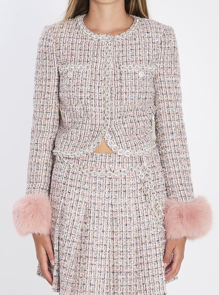 Self Portrait Pink Bouclé Jacket Pink