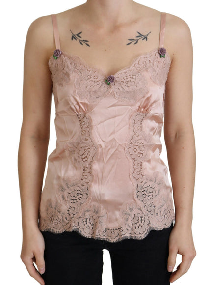 Dolce & Gabbana Elegant Pink Silk Lingerie Top