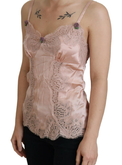 Dolce & Gabbana Elegant Pink Silk Lingerie Top