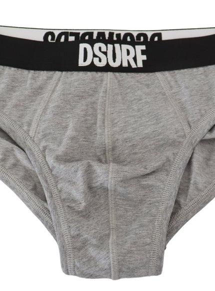 Dsquared² Elegant Gray Cotton Stretch Briefs