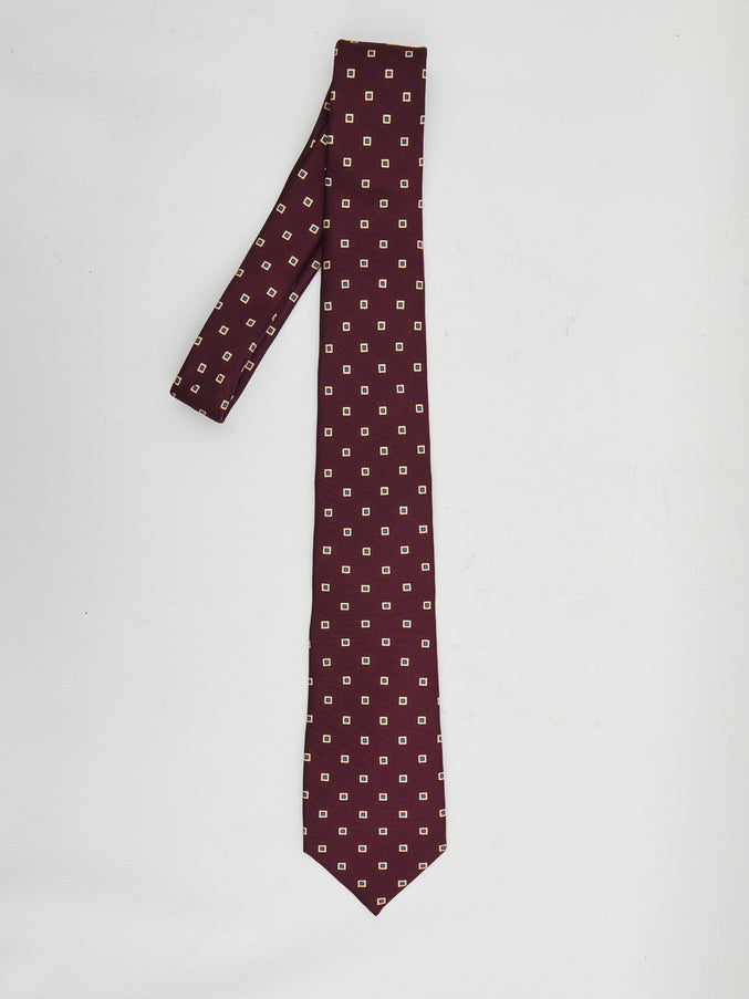 Saint Laurent Wide Tie In Square Silk Twill S Bordeaux