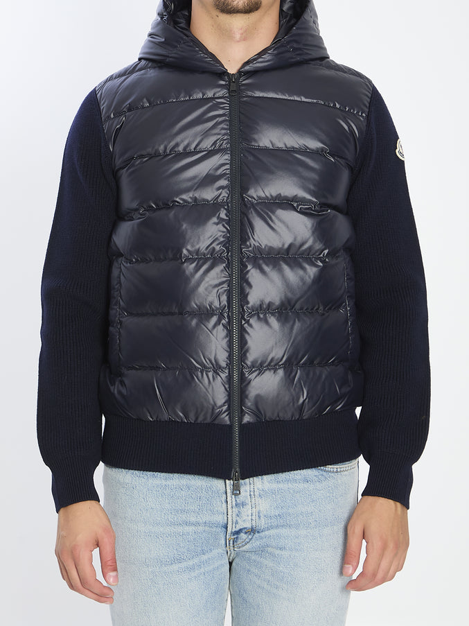 Moncler Shiny Padded Cardigan Blue