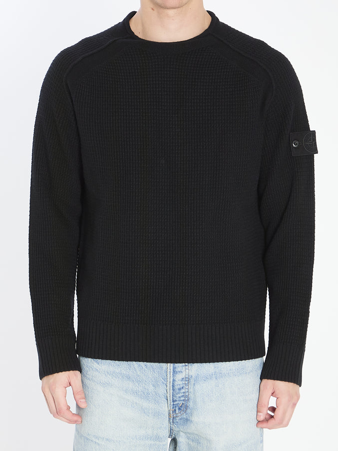 Stone Island Ghost Piece Crawneck Sweater Black