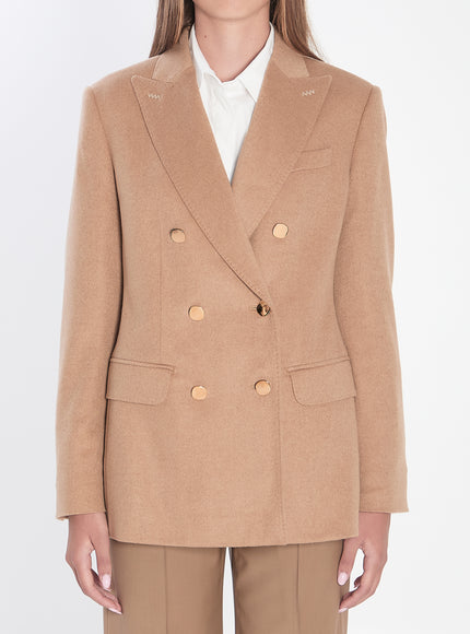 Max Mara Double-breasted Blazer In Camel Beige