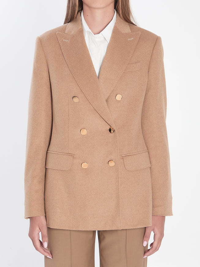 Max Mara Double-breasted Blazer In Camel Beige