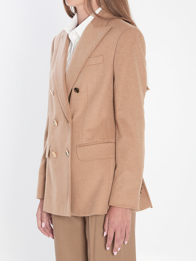 Max Mara Double-breasted Blazer In Camel