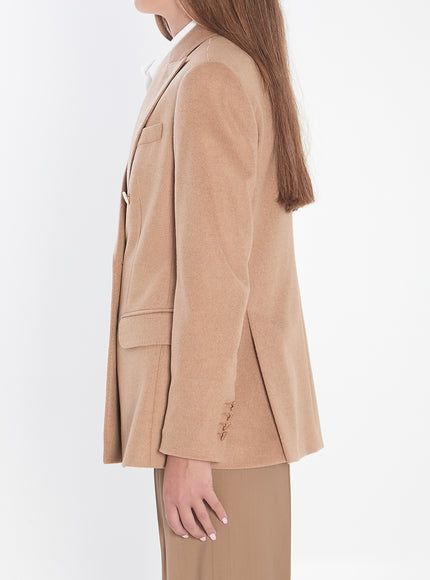 Max Mara Double-breasted Blazer In Camel