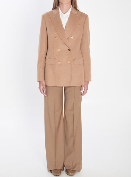 Max Mara Double-breasted Blazer In Camel